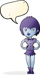 cartoon pretty vampire girl with speech bubble