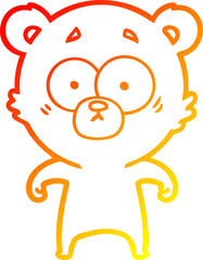 warm gradient line drawing surprised bear cartoon