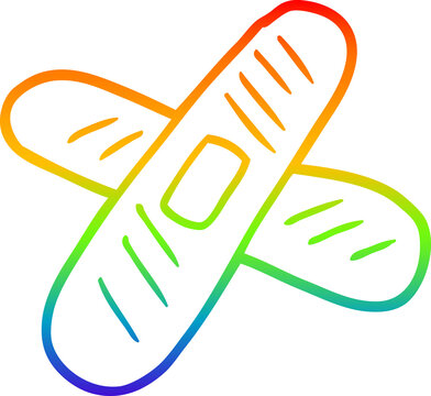 recommend clip art: rainbow gradient line drawing cartoon sticking plaster