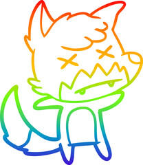 rainbow gradient line drawing cartoon dead fox