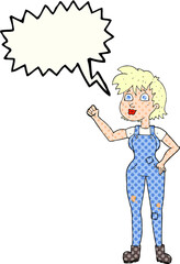comic book speech bubble cartoon confident farmer woman