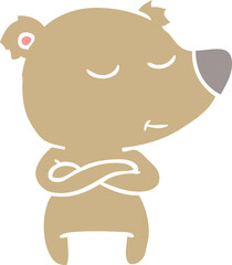 happy flat color style cartoon bear