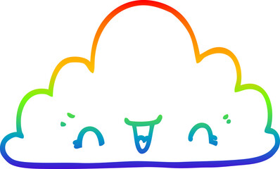 rainbow gradient line drawing cute cartoon cloud