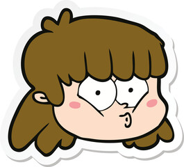 sticker of a cartoon female face