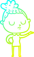 cold gradient line drawing cartoon calm woman