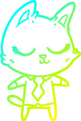 cold gradient line drawing calm cartoon cat