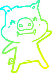 cold gradient line drawing angry cartoon pig