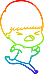 Obraz premium rainbow gradient line drawing cartoon stressed man
