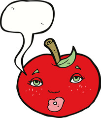 cartoon apple with face with speech bubble