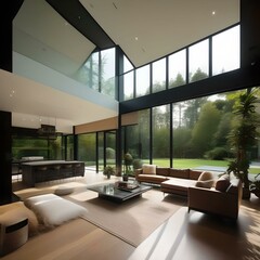 modern glass  living room