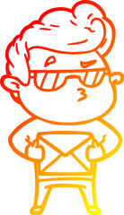 warm gradient line drawing cartoon cool guy