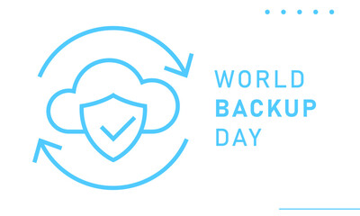 World backup day vector illustration. Cloud technology. Business technology cloud server security. Online storage backup. Online Cloud computing. Computer data, storage, remote backup service