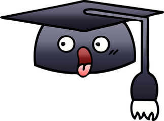 gradient shaded cartoon graduation hat