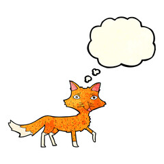 cartoon little fox with thought bubble