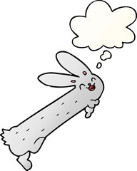 funny cartoon rabbit and thought bubble in smooth gradient style