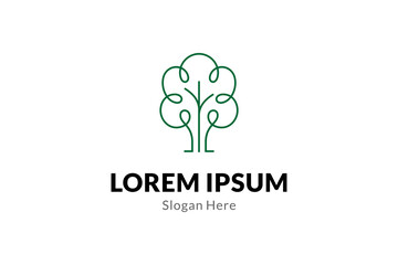 tree plant logo in continuous line vector design style