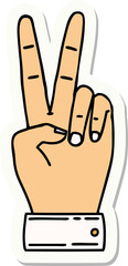 peace symbol two finger hand gesture sticker