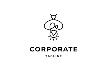 firefly animal simple line art logo design