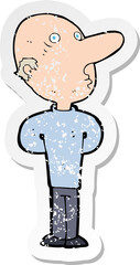 retro distressed sticker of a cartoon balding man