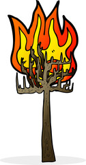 cartoon tree on fire