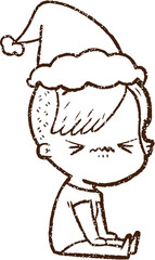 Christmas Woman Charcoal Drawing