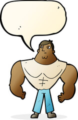 cartoon body builder with speech bubble