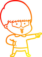 warm gradient line drawing cartoon happy boy