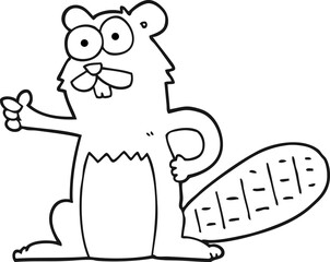 black and white cartoon beaver