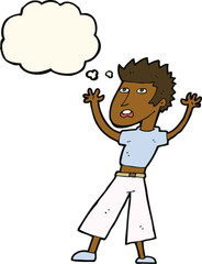 cartoon man panicking with thought bubble