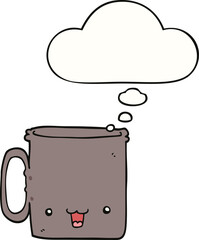 cartoon cup and thought bubble