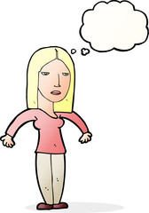 cartoon annoyed woman with thought bubble