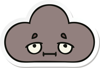 sticker of a cute cartoon storm cloud