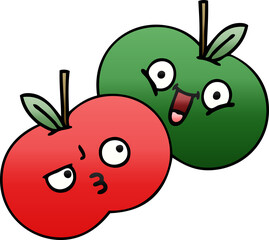 gradient shaded cartoon apples