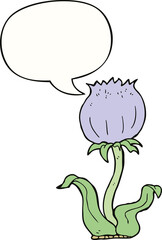 cartoon wild flower and speech bubble