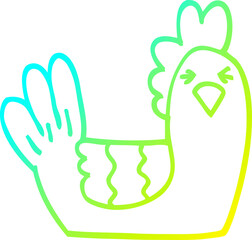 cold gradient line drawing cartoon roosting hen