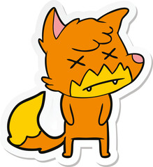 sticker of a cartoon dead fox