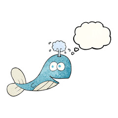 thought bubble textured cartoon whale