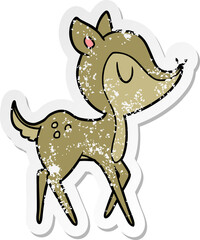 distressed sticker of a cartoon cute deer