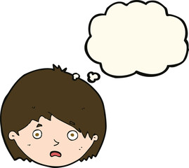 cartoon unhappy boy with thought bubble