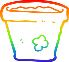 rainbow gradient line drawing cartoon plant pot