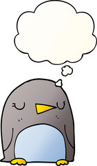 cartoon penguin and thought bubble in smooth gradient style