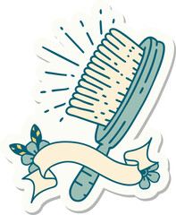 sticker of tattoo style hairbrush