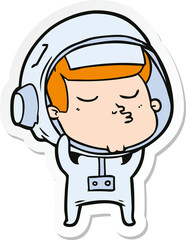 sticker of a cartoon confident astronaut