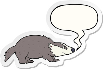 cartoon badger and speech bubble sticker
