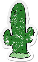 distressed sticker of a cartoon cactus