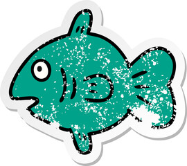 distressed sticker cartoon doodle of a marine fish