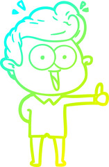 cold gradient line drawing cartoon staring man