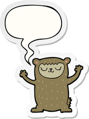 cute cartoon bear and speech bubble sticker