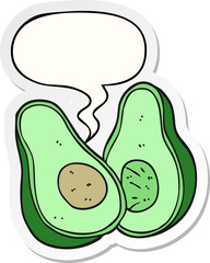 cartoon avocado and speech bubble sticker