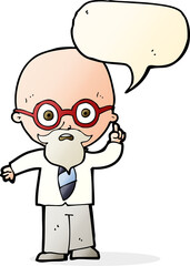 cartoon professor with speech bubble